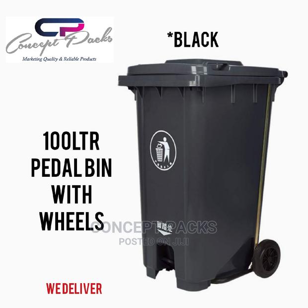 100ltr Heavy Duty Garbage Bin With Pedal Wheels - thumbnail 2