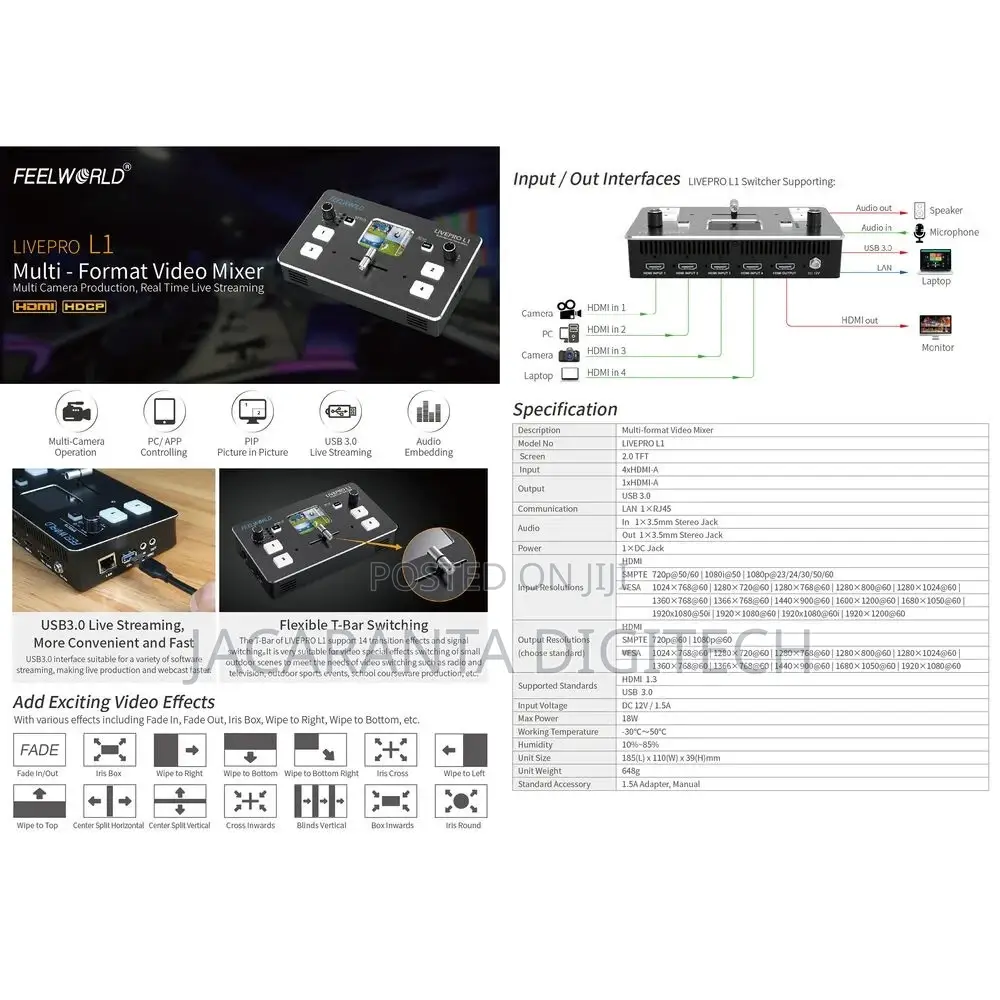 Feelworld Live Pro L1 Multicamera Video Switcher