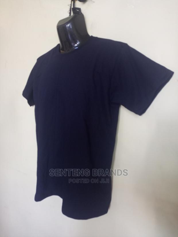 Navy Blue Cotton Plain T-Shirts - thumbnail 4