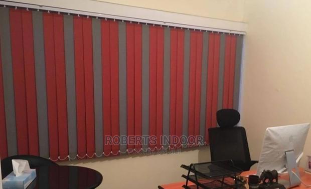 Red and Grey Vertical Office Window Blinds - main view