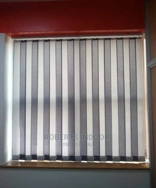 Grey and White Vertical Office Blinds