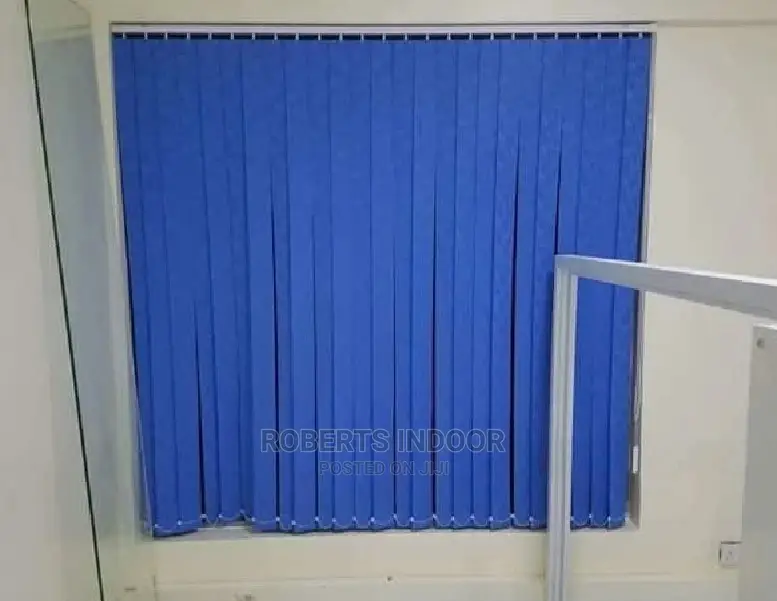 Blue Vertical Office Window Blinds