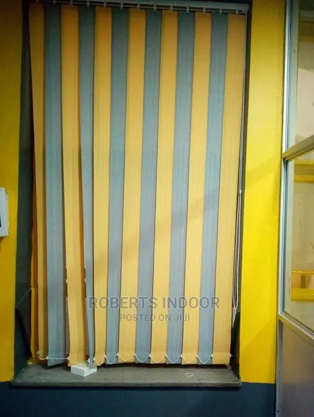 Yellow and Grey Vertical Window Blinds