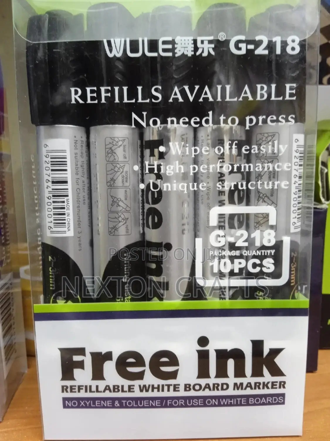 Free Ink Refillable Whiteboard Marker G-218 (Dozen)