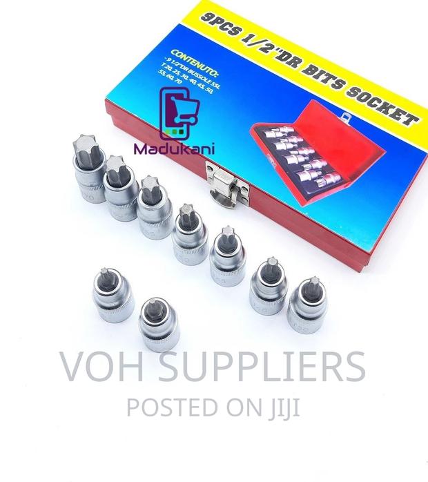 9PCS Half Inch 1/2′′ Torx Bit Set in Metallic Case - main view