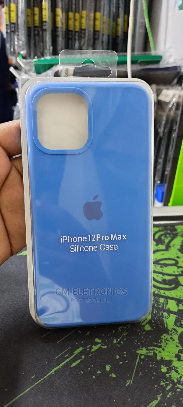 Blue iPhone 12 Peo Max Silicone Back Case. - main view
