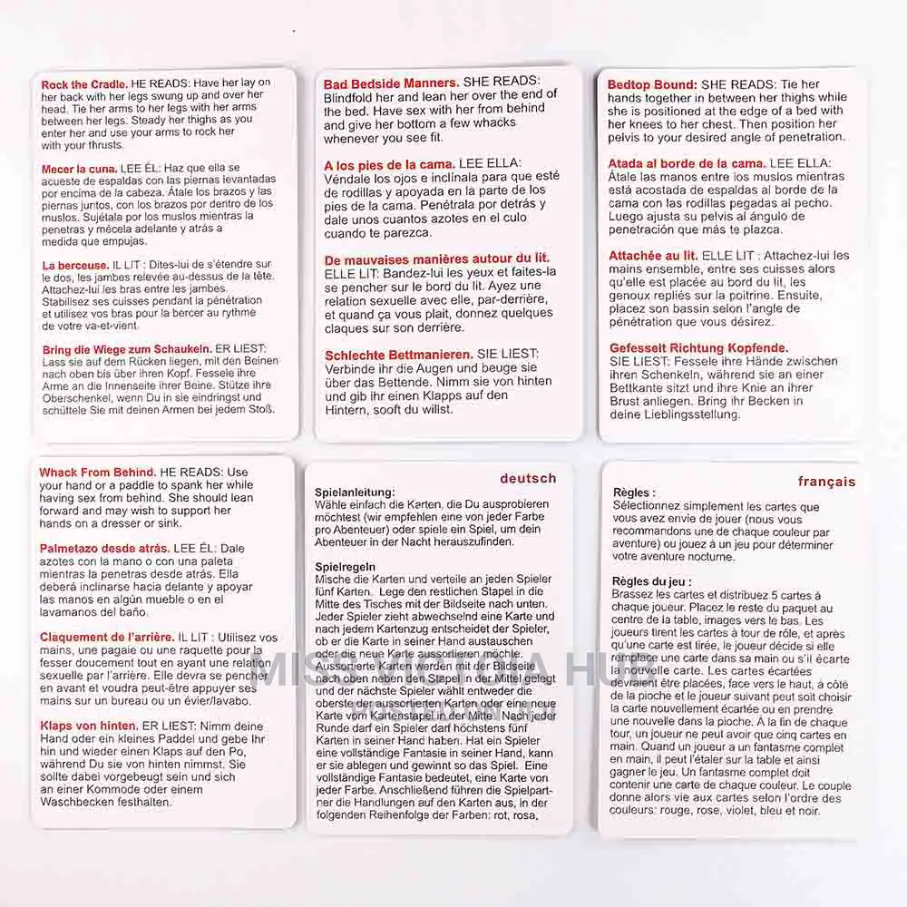Sexy Game Cards Set- 50 Sexual Positions of Bondage Sex