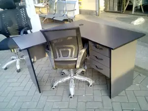 Lshaped Office Desk Plus Low Back Office Chair