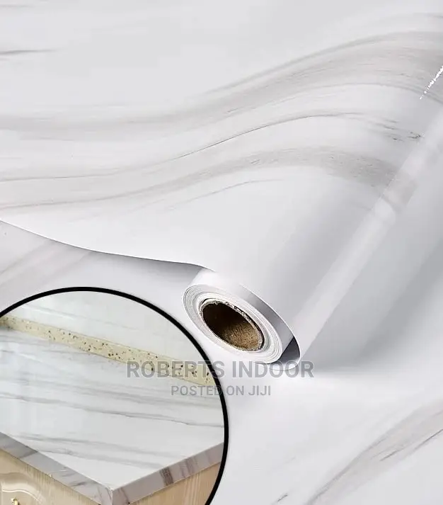 White Detailed Marble Contact Paper