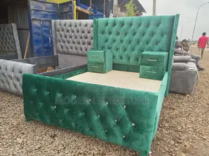 Tufted Bed,Two Side Drawers