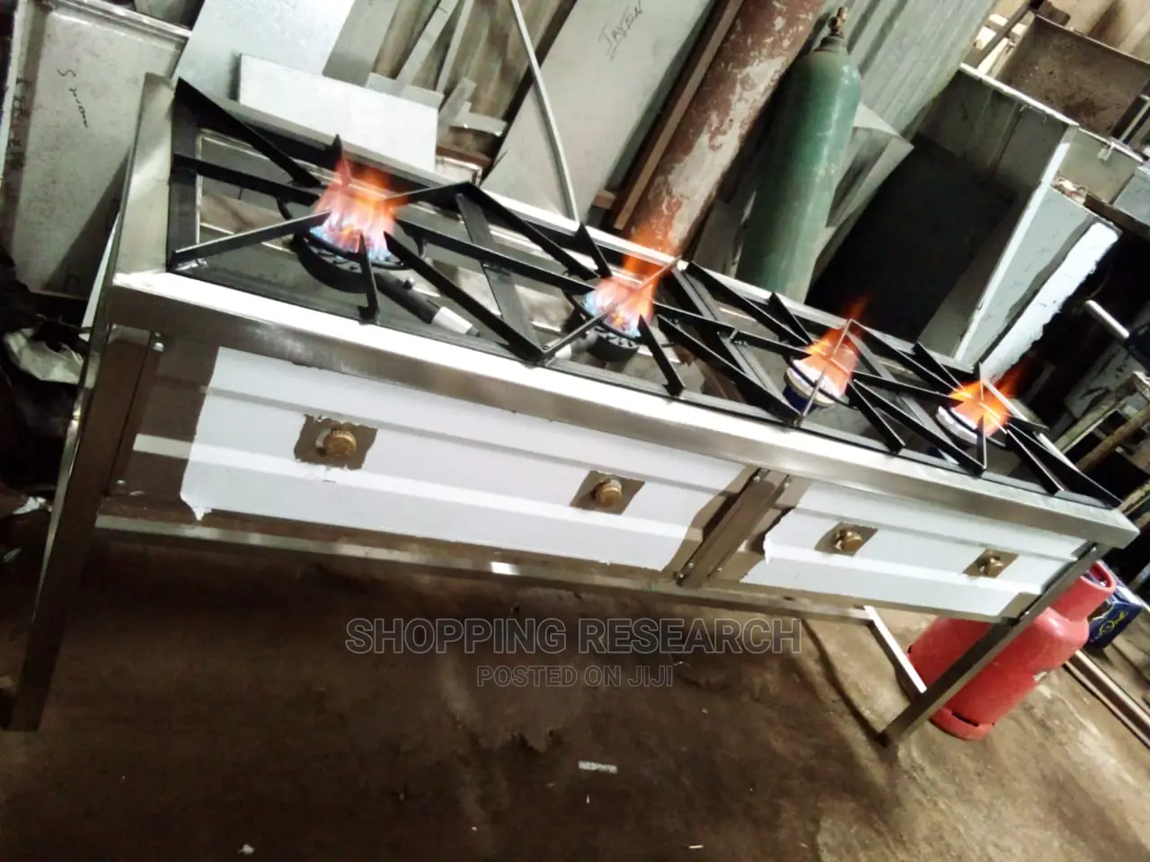 Stainless Steel 4-Burner Jiko 2-High, 2-Low Pressure