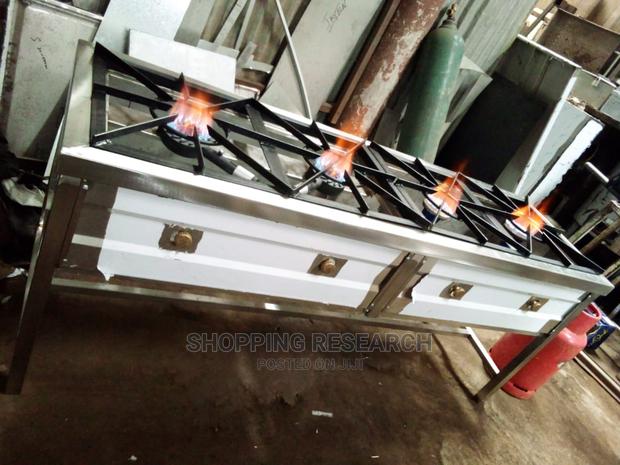 Stainless Steel 4-Burner Jiko 2-High, 2-Low Pressure
