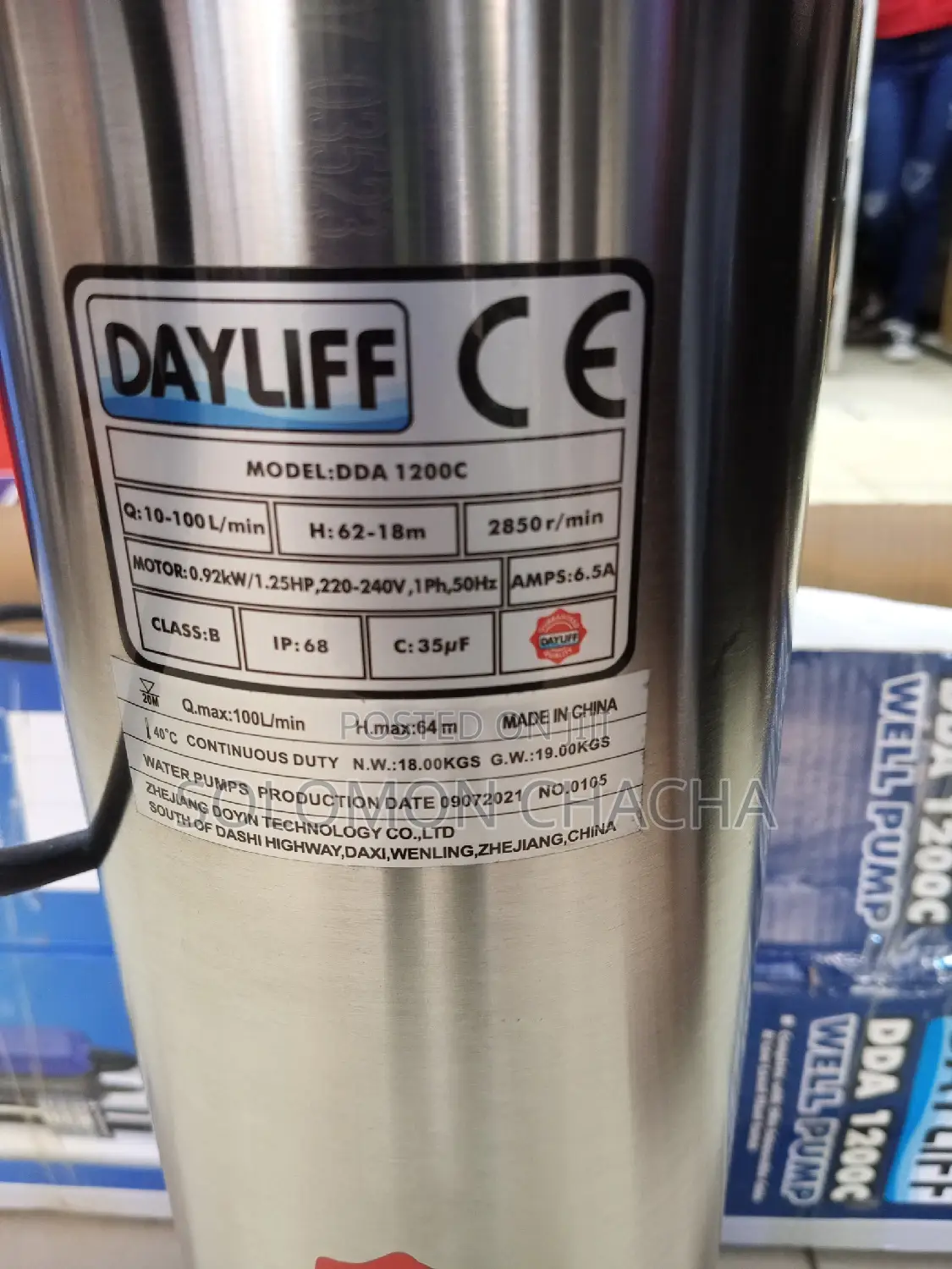 Dayliff 1.25hp Submersible Pump Head 64m