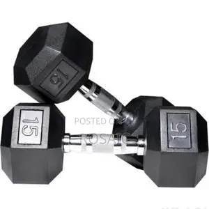 Black 15 KGS Hexagonal Dumbbell