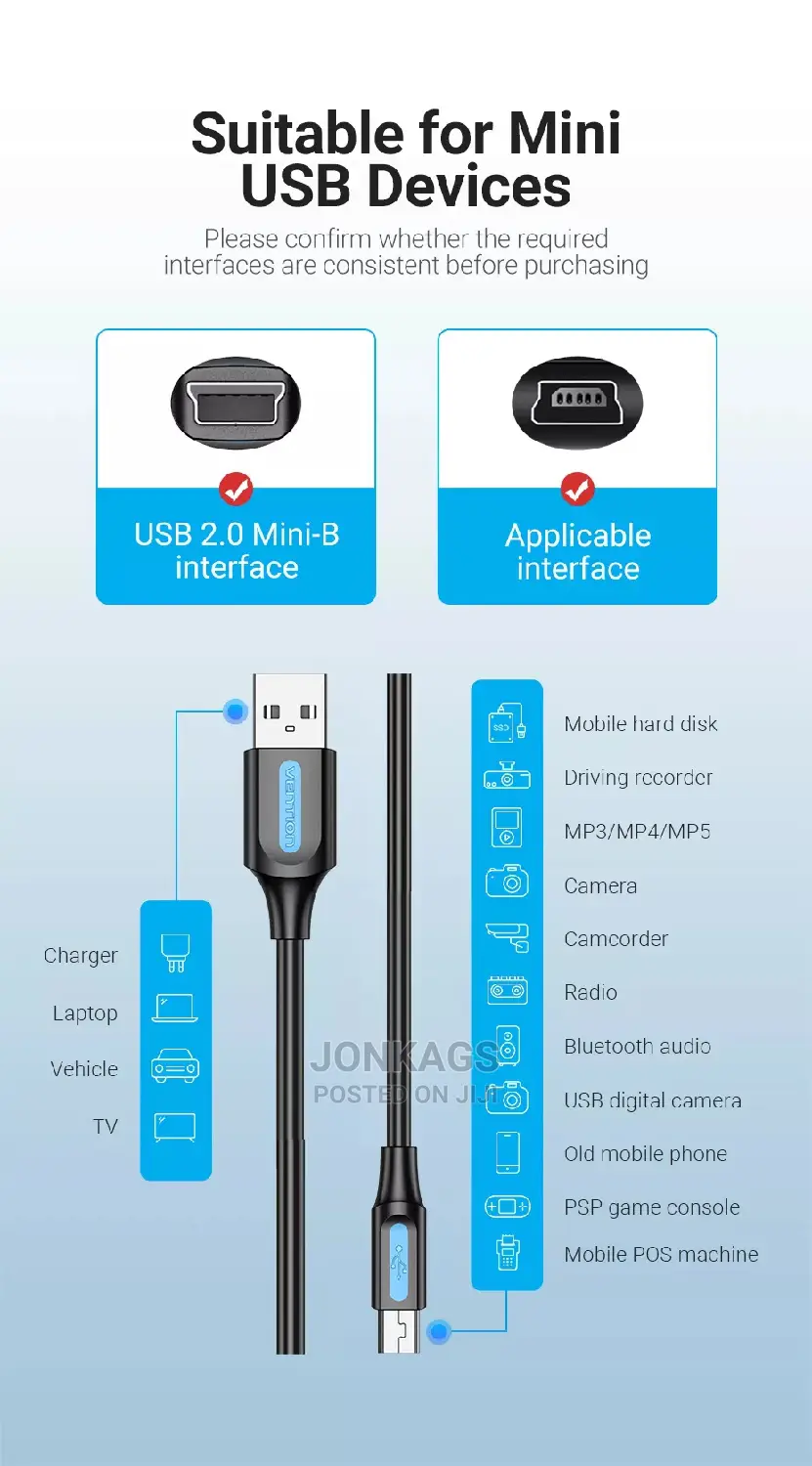 USB 2.0 to V3(Mini USB) Cable