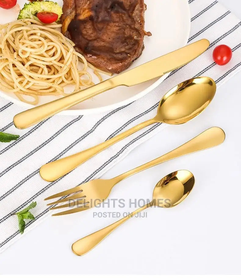 Polished 24pcs Golden Cutlery