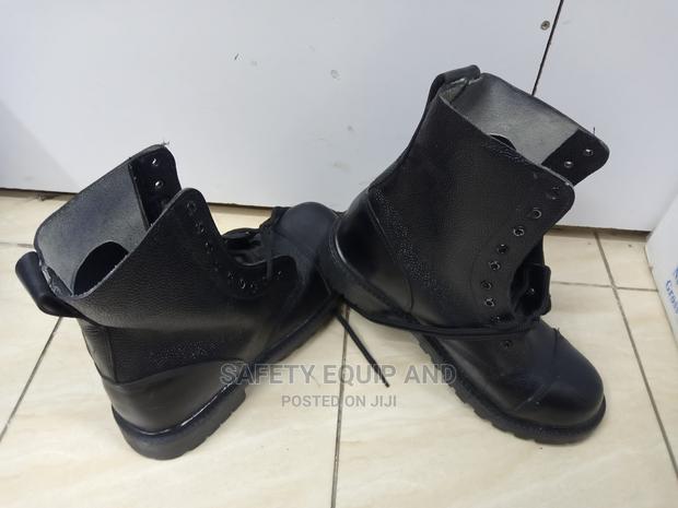 Safety Long Boots Black Leather
