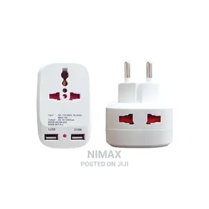 Travel Adapter With 2 Charging USB Ports.