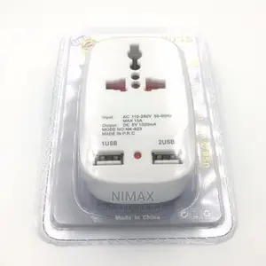 Travel Adapter With 2 Charging USB Ports.