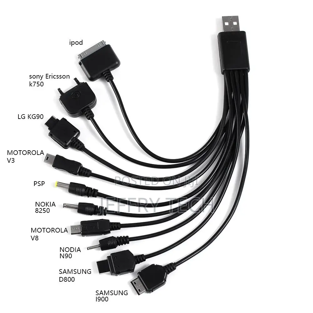 10in 1 Universal Multifounction Multi Pin Charger USB Cable