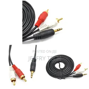 Music AV Jack AUX MM Mp3 Phone 2 Male Male Cord RCA Stereo C