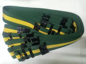Green Safety Belts With Yellow Stripes
