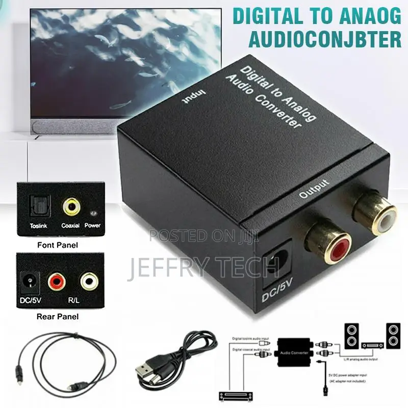 Pdtoweb Digital Optical Coax Toslink to Analog Converter RCA