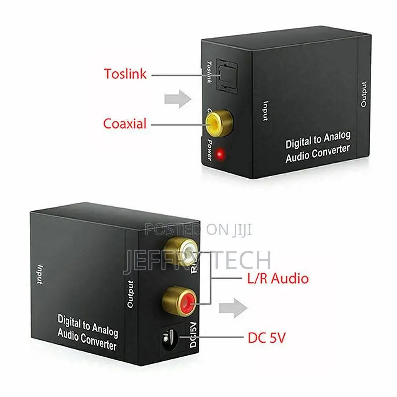 Pdtoweb Digital Optical Coax Toslink to Analog Converter RCA