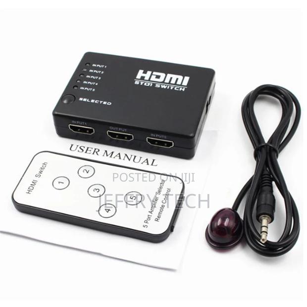 3 or 5 Port Hdmi Splitter Switch Switch Hub + Remote 1080P F - thumbnail 2