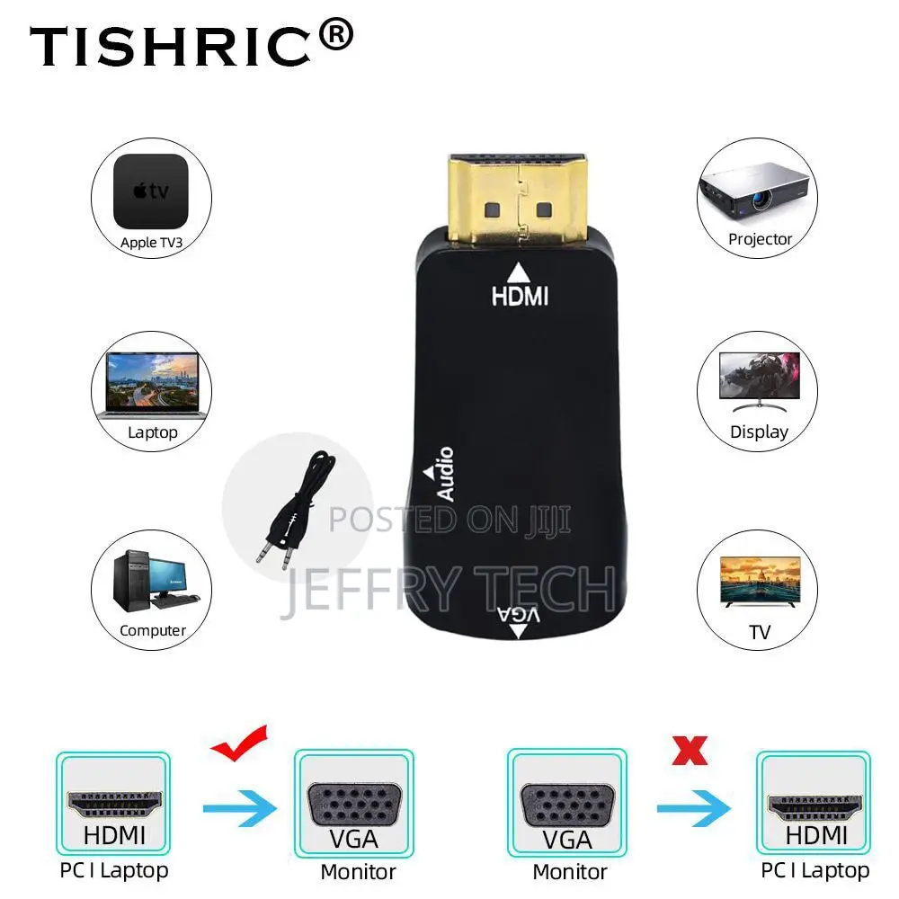Original HDMI to VGA Adapter/Converter 4K HD 1080P Display A