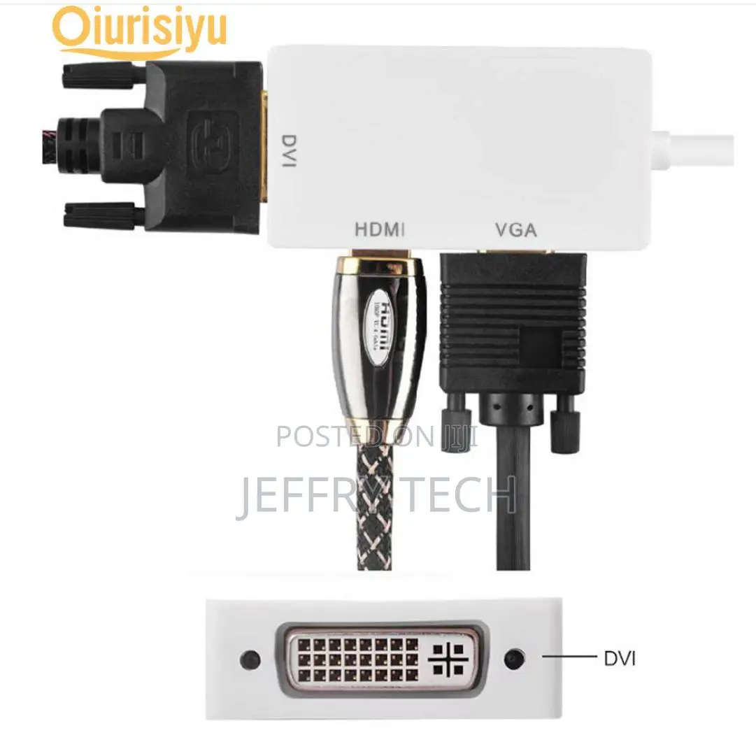 Durable 3-In-1 Adapter Displayport DP to HDMI/DVI/VGA Conver