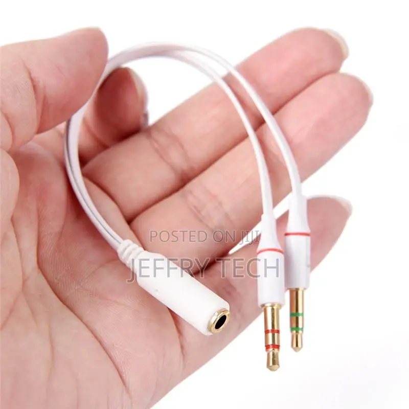 3.5mm Female to 2 Male Y Splitter Aux Audio Cable PC Headpho