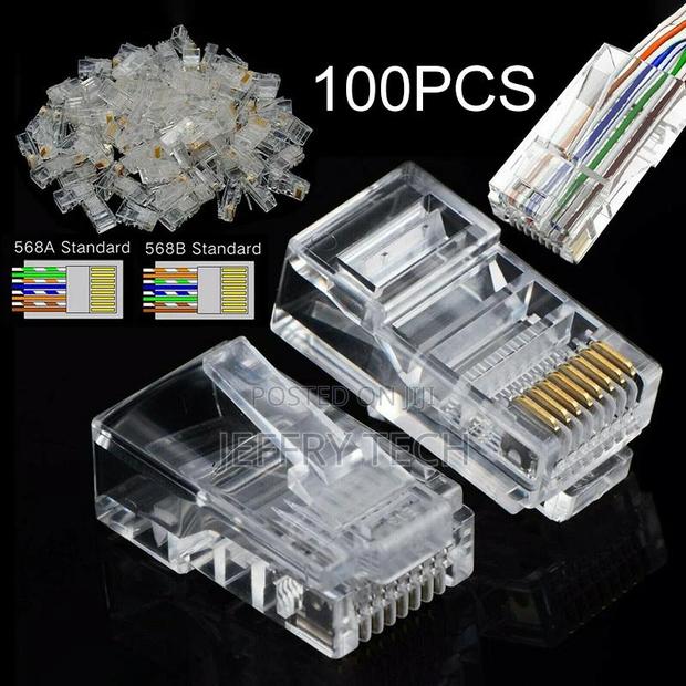 100X RJ45 Network LAN Cat6 Patch Cable Crimp Plug Gold-Plate - main view