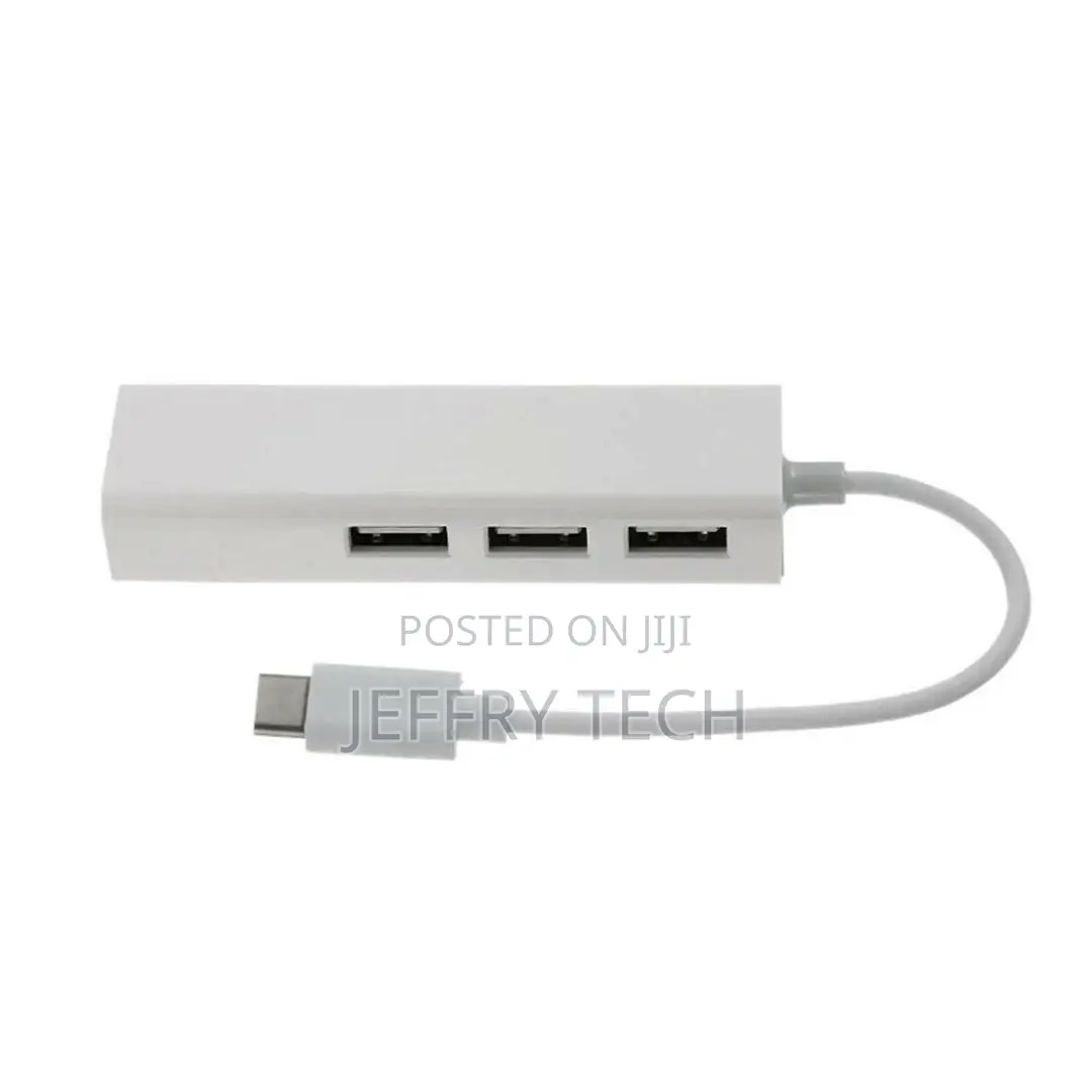 Type-C USB-C to 3 Port USB 2.0 RJ45 Hub Ethernet Network LAN