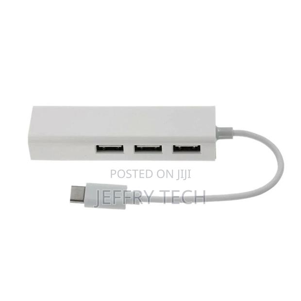 Type-C USB-C to 3 Port USB 2.0 RJ45 Hub Ethernet Network LAN