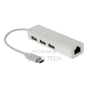 Type-C USB-C to 3 Port USB 2.0 RJ45 Hub Ethernet Network LAN