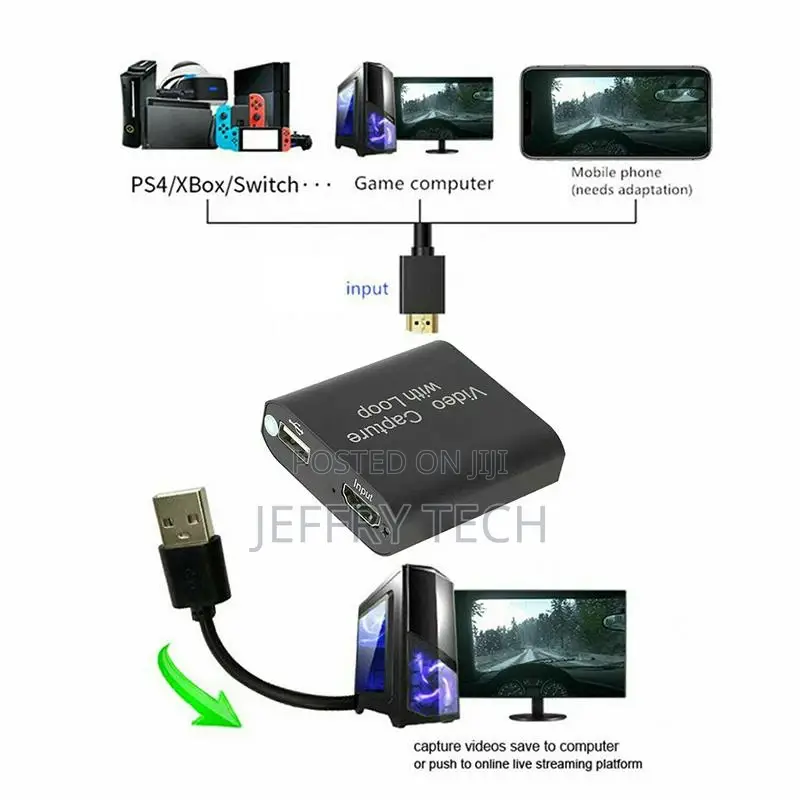 4K HDMI to USB2.0 Capture Card Game Live Streaming Loop Vide