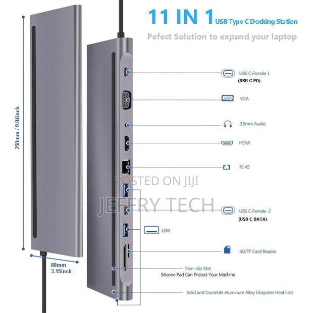 11 in 1 Usb Type C Hub Adapter Laptop Docking Station Hdmi V - thumbnail 2