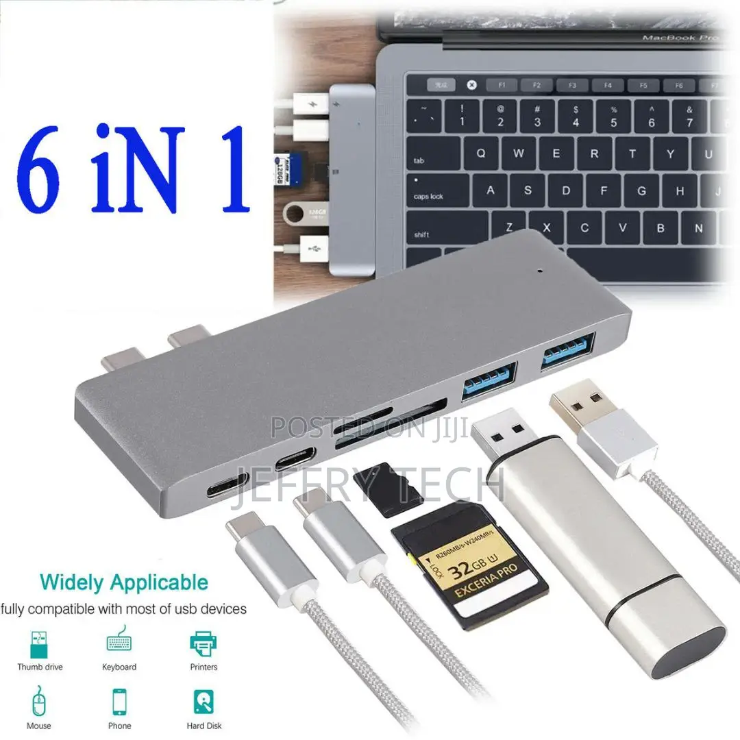 Dual Type-C to HDMI 4K Hub 6-In-1 Adapter for Macbook Pro/20