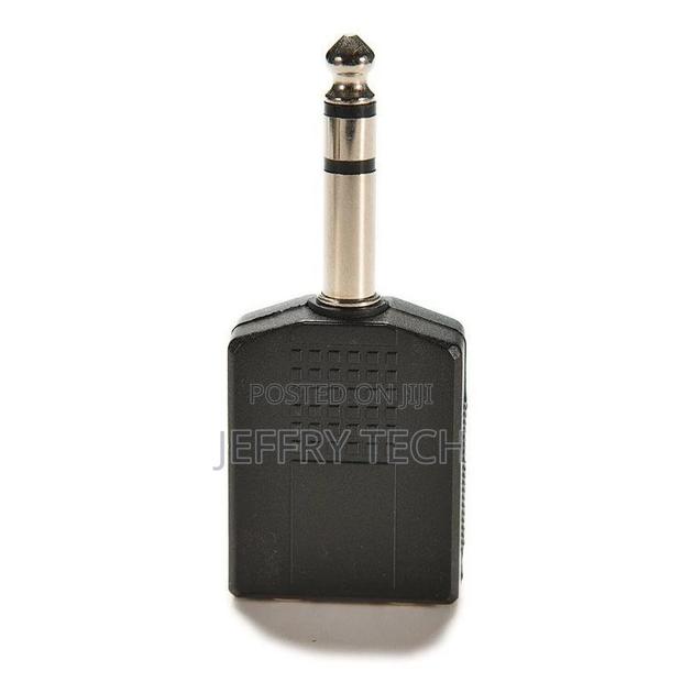 New 1/4" Stereo Plug Adapter to 2-Way 6.35mm Stereo Jack Hea