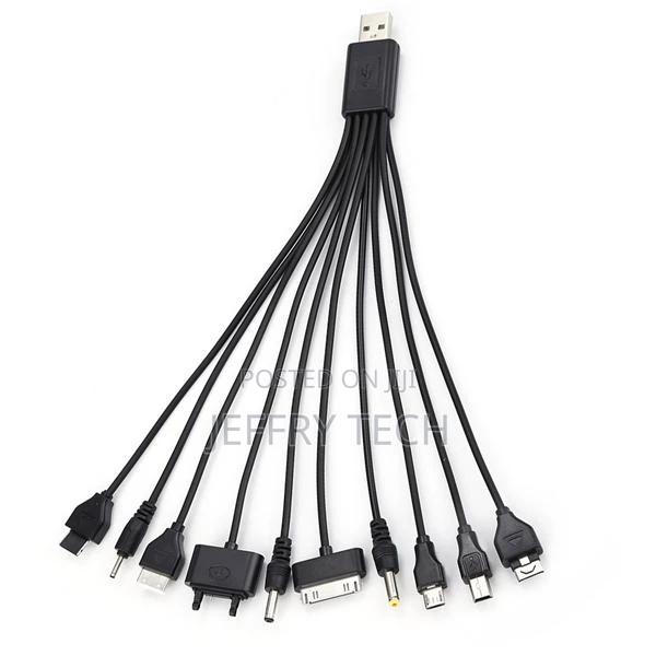 10 in 1 Universal Black USB Cable Fast Charging Line to Mult