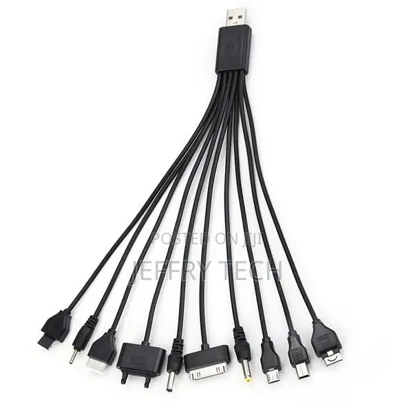 10 in 1 Universal Black USB Cable Fast Charging Line to Mult