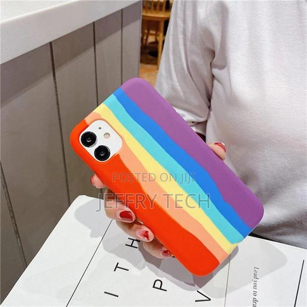 Rainbow Stripe Line for iPhone 11 Pro Max Liquid Silicone Pr - thumbnail 2