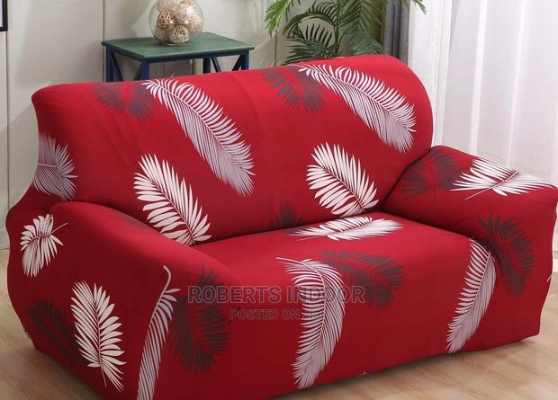 Featherly Red Printed Sofa Cover - main view