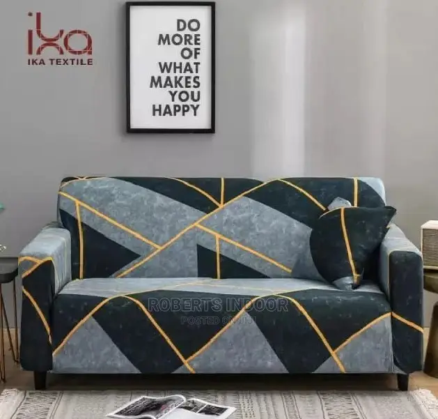 Grey With Black Printed Sofa Cover