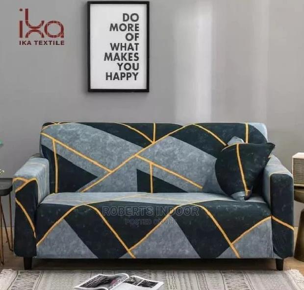 Grey With Black Printed Sofa Cover