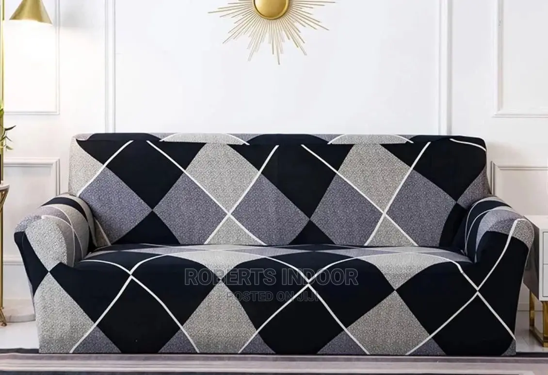 Stripped Grey and Black Sofa Cover