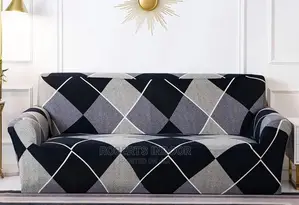 Stripped Grey and Black Sofa Cover