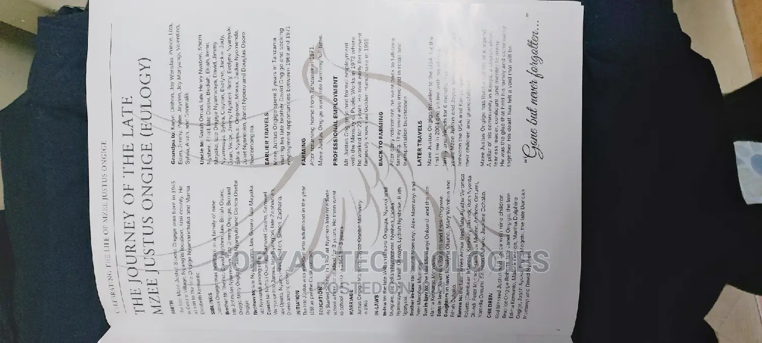 High Class Funeral Program Printing and Designing