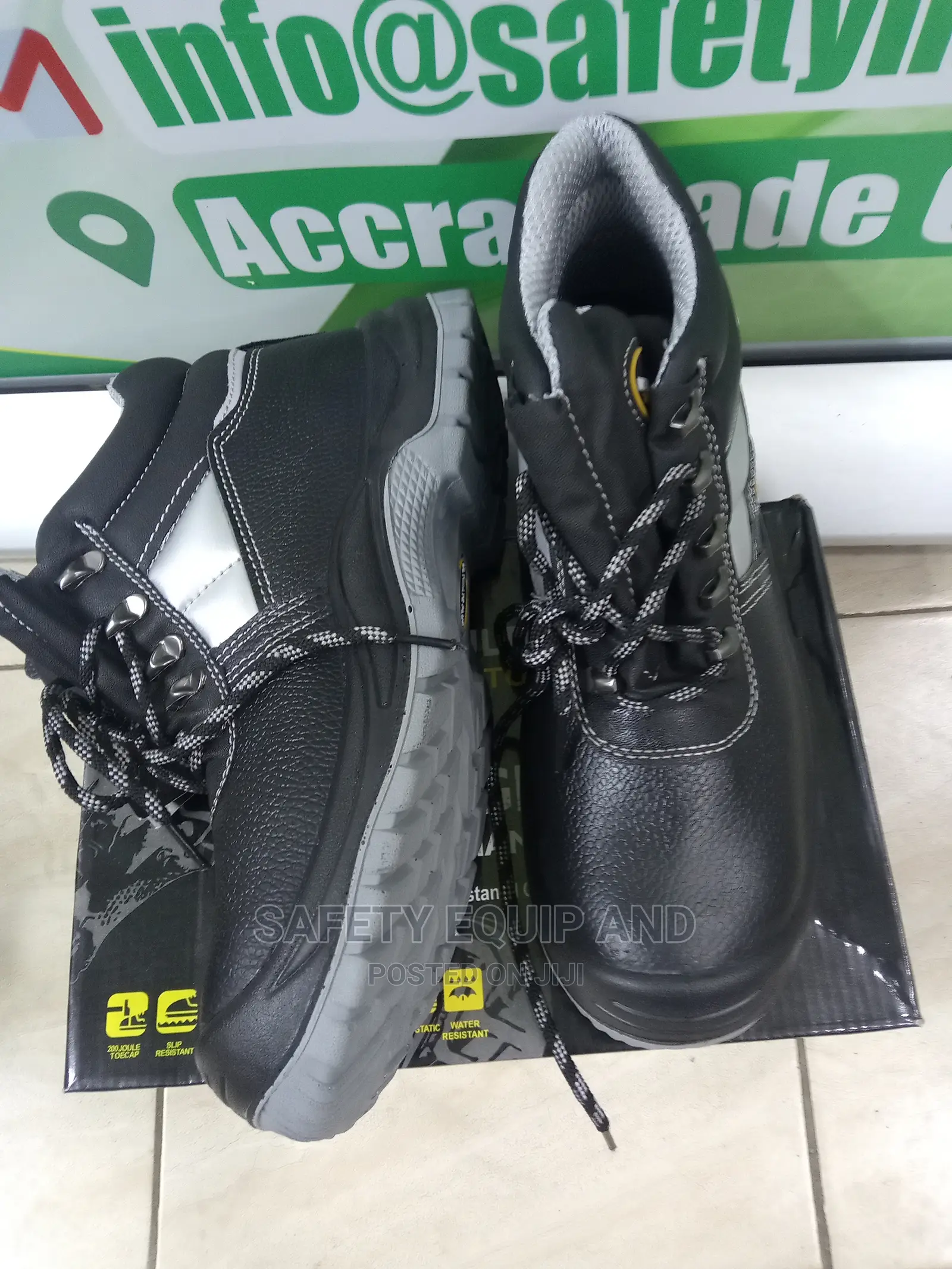 Safety Boots Leather- Black Reflective